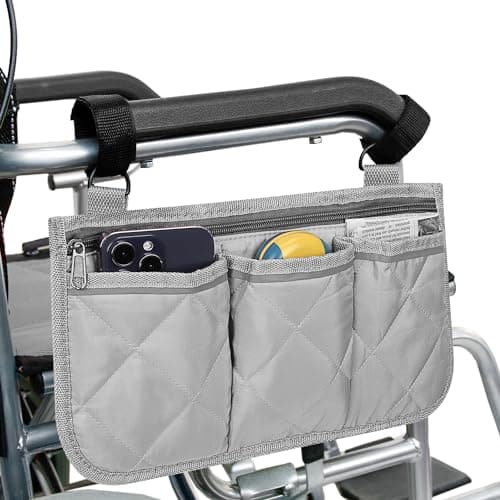 Supregear Wheelchair Armrest Bag,Reflective Storage for Mobility Scooters (Floral)