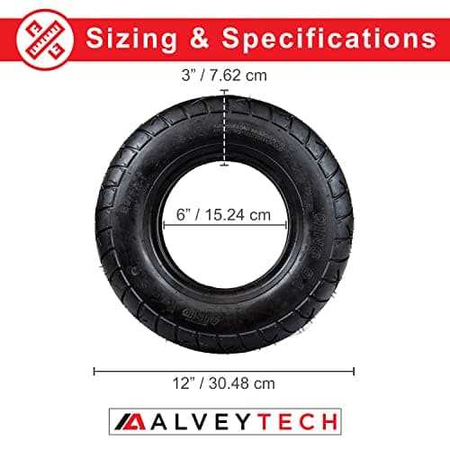 AlveyTech 4.10/3.50-6 Tire and Inner Tube Set - Replacement for ActiveCare Medical Prowler, Afikim Afiscooter C3 and S4 Mobility Scooter