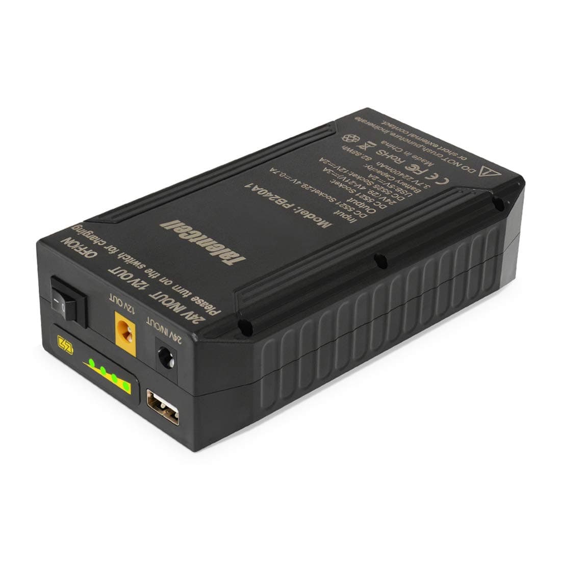 Talentcell 24V Lithium-ion Battery PB240A1, Rechargeable 22400mAh 82.88Wh Li-ion Batteries Pack with Multiple Outputs for LED Strip Lights, CCTV Cameras, Smartphones, and More