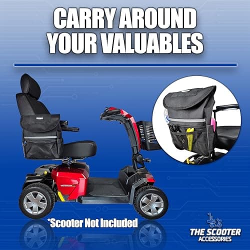 Large Armrest Storage Bag for Scooters & Powerchairs with Easy Mount