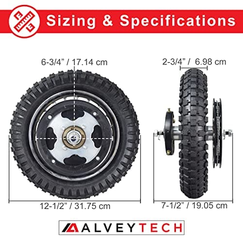 AlveyTech Replacement Wheels for Razor MX350 & MX400 - 12-1/2"x2.75 Tire, 80 Tooth Chain Sprocket (W15128040188)
