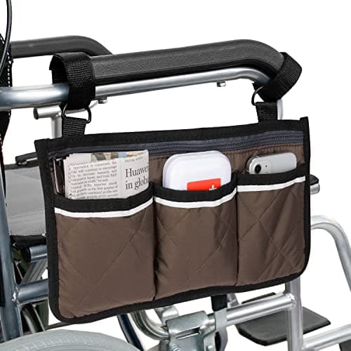 Supregear Wheelchair Armrest Bag,Reflective Storage for Mobility Scooters (Floral)