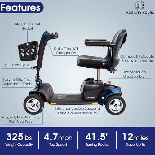 Pride Mobility Go Go Sport Scooter, 325 lb Capacity, 18 AH Battery, USA Mfg