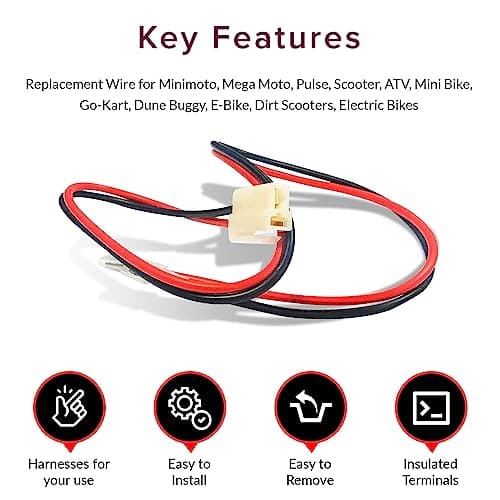AlveyTech 24" 2 Pin 600V 14AWG Battery Wiring Harness