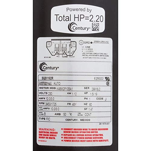 Century 1.5hp 230v 2-SPD Motor, 48Yfr SQFL Full