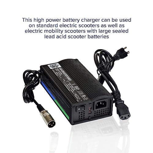 AlveyTech 24V 4.0A Battery Charger with 3-Pin XLR - Replacement for Mobility Scooters, Power Chairs, Wheelchairs