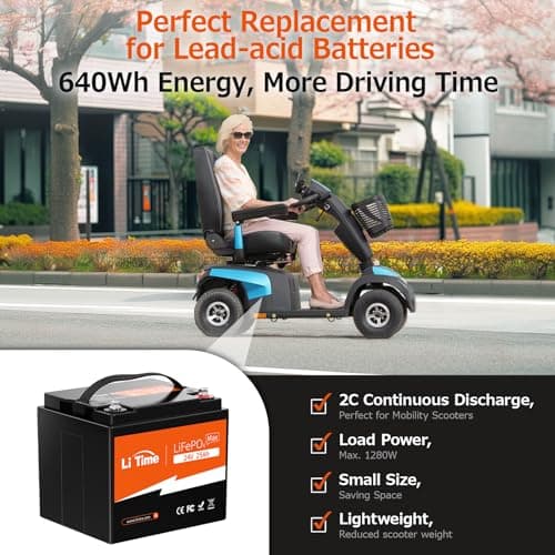 Litime 25Ah 24V LiFePO4 Deep CycleBattery, Built-In 50BMS, IP65 Protection