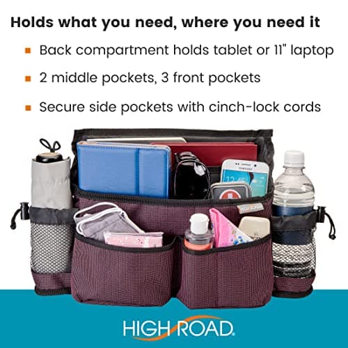 Walker Bag & Wheelchair Caddy with Cup Holders & Pockets, Secure Straps