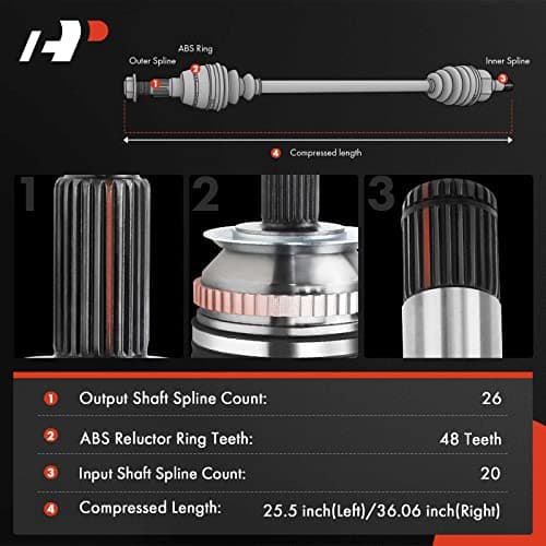 A-Premium Pair 2 Front CV Axle Shaft Assembly for Toyota Corolla 2009-2018, Matrix 2003-2013, Pontiac Vibe 2003-2010, L4