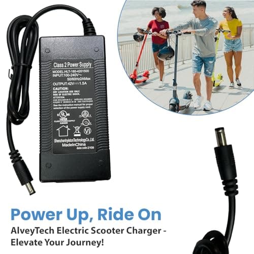AlveyTech 42V 1.5A Lithium Charger for Hover-1 Alpha, Journey, Rally Scooters - 36V Battery