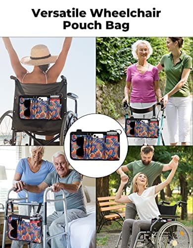 Wheelchair Side Bag with Cup Holder for Walker, Rollator, Scooter or Wheelchair