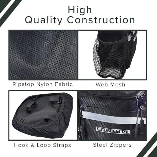 AlveyTech Insulated Bike & Scooter Handlebar Bag with Rain Cover