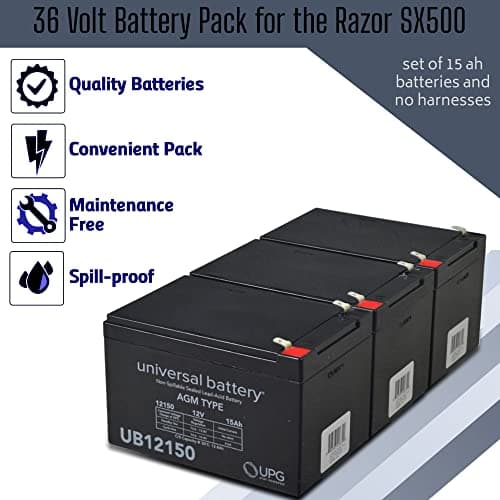 AlveyTech 36V 15 Ah Battery Pack for Razor SX500 Dirt Rocket Bike - Replacement Batteries for Kids Electric Scooter