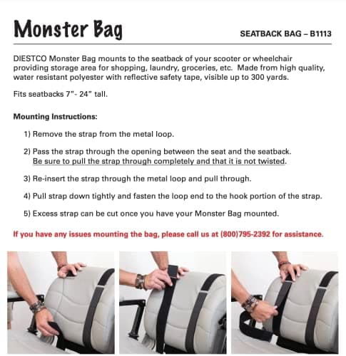 Water Resistant Monster Scooter Seat-back Bag - Large Storage Solutions