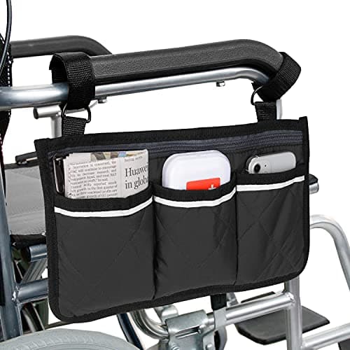 Supregear Wheelchair Armrest Bag,Reflective Storage for Mobility Scooters (Floral)