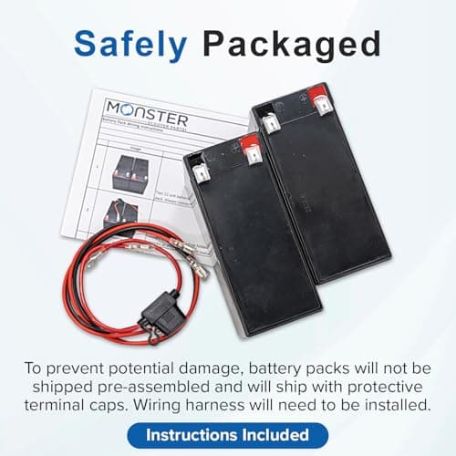 AlveyTech 12 Volt Battery Kit for Razor MX125 Dirt Rocket Electric Dirt Bike - Replacement AGM Battery with Wiring Harness (5 Ah) - Premium Rechargeable Battery for Electric Bikes