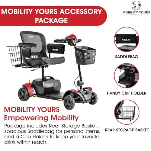 Pride Mobility Go Go Elite Traveller 2 with Rear Basket, Cup Holder, Easy-Turn Tech, 300 lb Capacity, USA Made