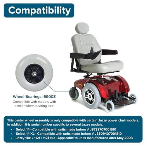 AlveyTech 8x2 Rear Caster Wheel Assembly for Jazzy Power Chairs