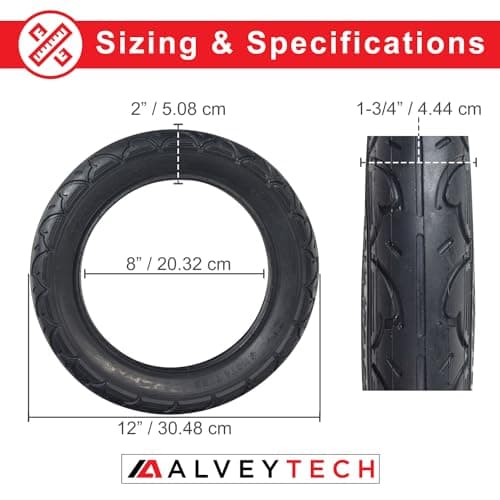Rubber Tire for Razor Pocket Mod Series, Currie, Mongoose, Schwinn, Rocket, Strollers, Electric Scooter, & E-Bike - Kenda 12 1/2 x 2 1/4 Tire
