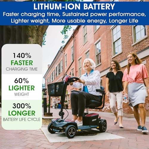 Pride Go Go 4 Wheel Mobility Scooter, 20" Seat, 325 lb Capacity, Lithium Battery