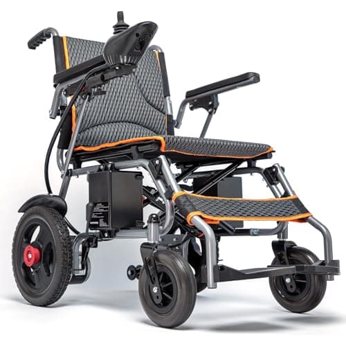 Lightweight Foldable Electric Wheelchair for Seniors, Intelligent Power, One-Click Mute, Airline Approved