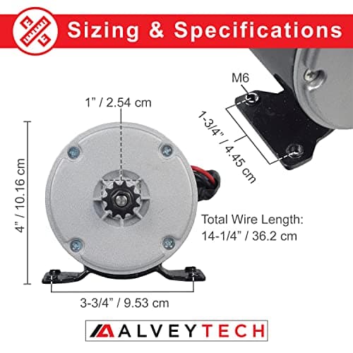 AlveyTech 24V 250W 2600-2850RPM DC Motor with 11-Tooth Chain Gear