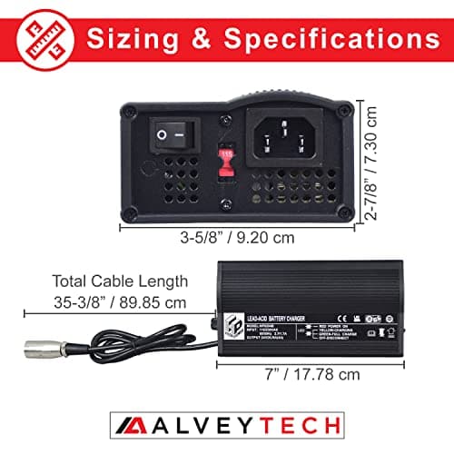 AlveyTech 24V 4.0A Battery Charger with 3-Pin XLR - Replacement for Mobility Scooters, Power Chairs, Wheelchairs