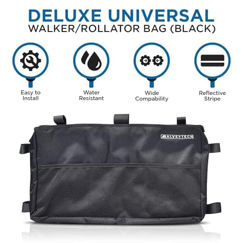 Universal Walker and Rollator Organizer Bag - Easy-to-Use Satchel with Pouches - Fits Drive, Invacare, Merits, Medline