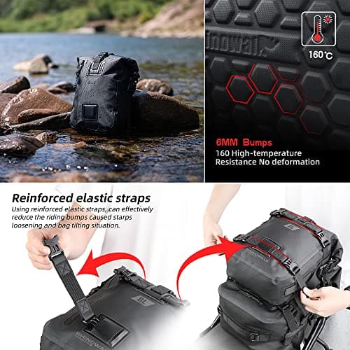 Rhinowalk Full Waterproof Motor Saddle Bag - Black, 8L