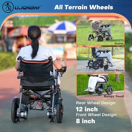Lightweight Foldable Electric Wheelchair for Seniors, Intelligent Power, One-Click Mute, Airline Approved