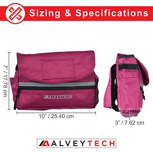 Weather-Resistant Side Bag for Mobility Scooters and Wheelchairs (Small, Berry) - Storage Organizer for Adults