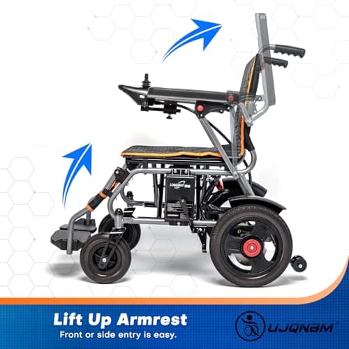 Lightweight Foldable Electric Wheelchair for Seniors, Intelligent Power, One-Click Mute, Airline Approved