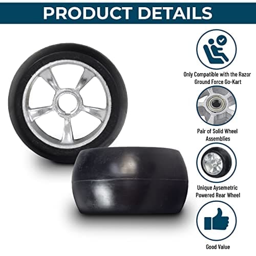 AlveyTech Solid Rear Wheels - 4 1/2 x 2 1/2 for Razor Ground Force Electric Go-Kart