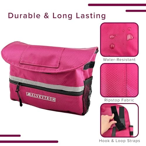 Weather-Resistant Side Bag for Mobility Scooters and Wheelchairs (Small, Berry) - Storage Organizer for Adults