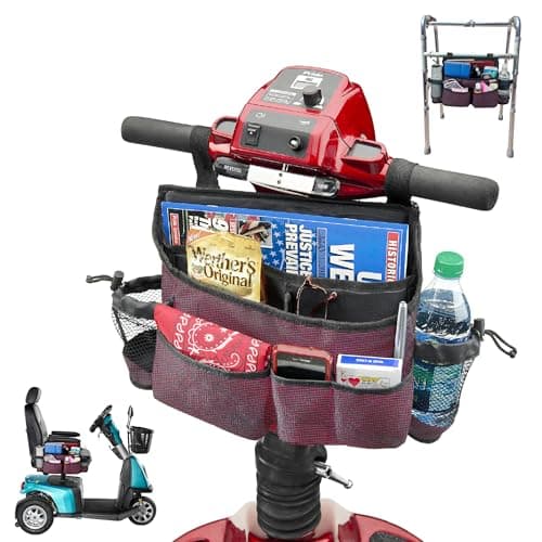 Walker Bag & Wheelchair Caddy with Cup Holders & Pockets, Secure Straps