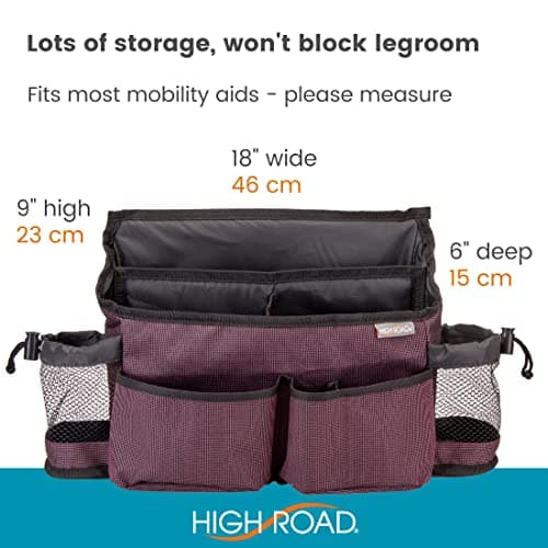 Walker Bag & Wheelchair Caddy with Cup Holders & Pockets, Secure Straps
