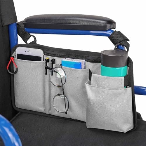 Wheelchair Side Bag with Cup Holder for Walker, Rollator, Scooter or Wheelchair