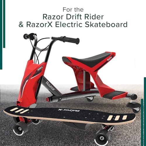 AlveyTech 22V 0.5A Coaxial Li-ion Battery Charger - Razor Drift Rider, X Skateboard & E-Scooter, Multicolor LED