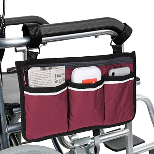 Supregear Wheelchair Armrest Bag,Reflective Storage for Mobility Scooters (Floral)
