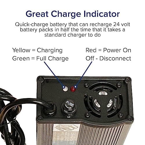 AlveyTech 24V 4.0A Battery Charger with 3-Pin XLR - Replacement for Mobility Scooters, Power Chairs, Wheelchairs