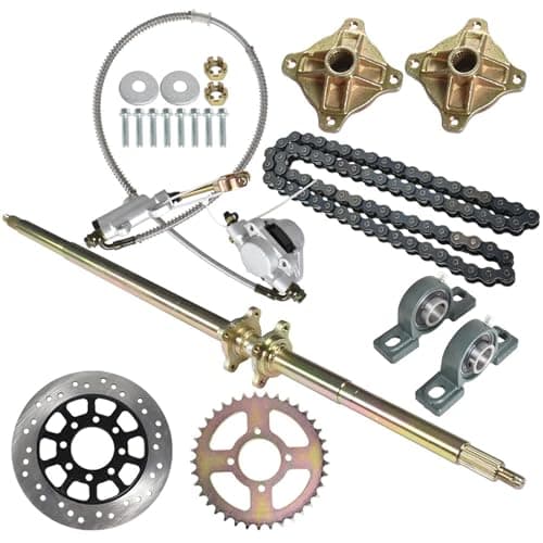 44 Inch Rear Axle Kit with Pillow Blocks Sprocket & Brake Disc for Go Karts ATV Quads & Drift Trikes