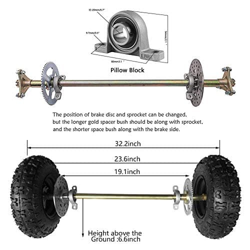 29 Inch Rear Axle Wheel Hub Set with T8F Chain for DIY Go Karts