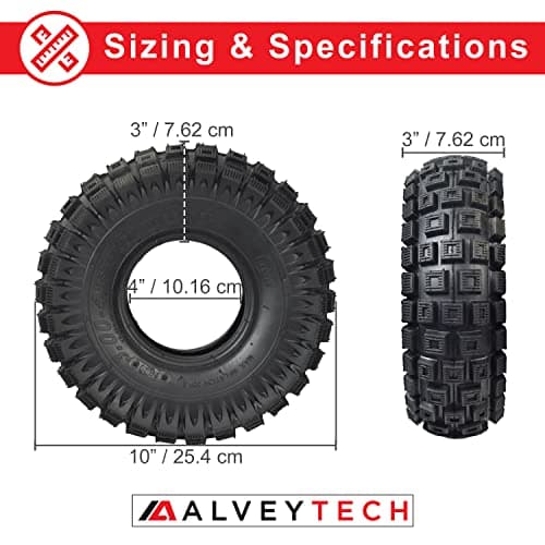 10x3 Tire for Scooter, ATV, & Go Kart - Replacement for Gas Scooters & Electric Off-Road Tires