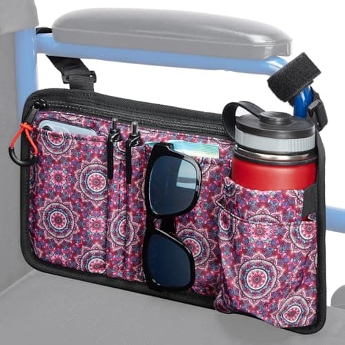 Wheelchair Side Bag with Cup Holder for Walker, Rollator, Scooter or Wheelchair