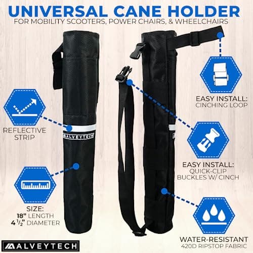 AlveyTech Berry Cane Holder with Clip Buckle for Mobility Devices