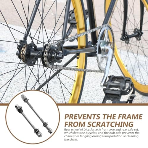 2pcs Durability Bike Front & Rear Axles for Road & Mountain Bikes Durable High-Strength Iron Construction