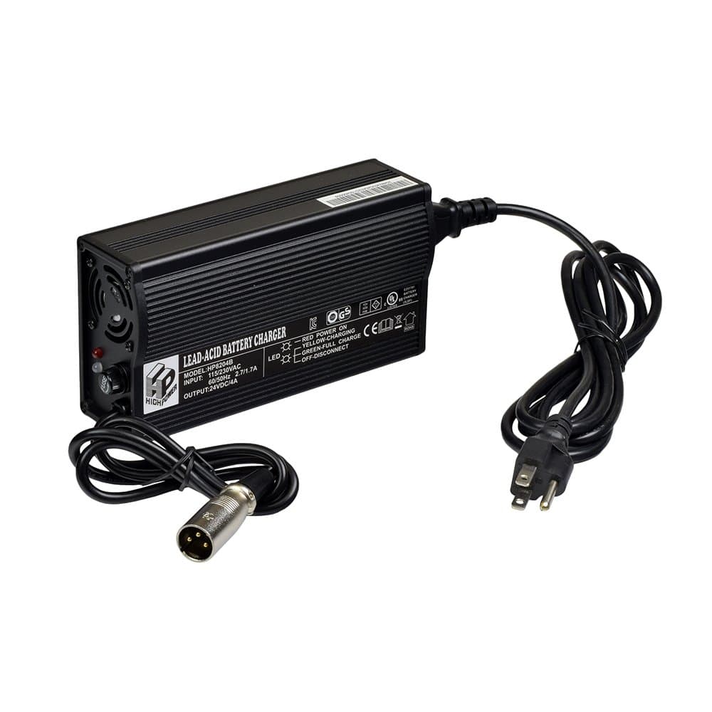 AlveyTech 24V 4.0A Battery Charger with 3-Pin XLR - Replacement for Mobility Scooters, Power Chairs, Wheelchairs