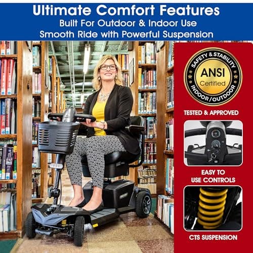 Pride Go Go 4 Wheel Mobility Scooter, 20" Seat, 325 lb Capacity, Lithium Battery