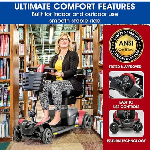 Pride Mobility Go Go Elite Traveller 2 with Rear Basket, Cup Holder, Easy-Turn Tech, 300 lb Capacity, USA Made