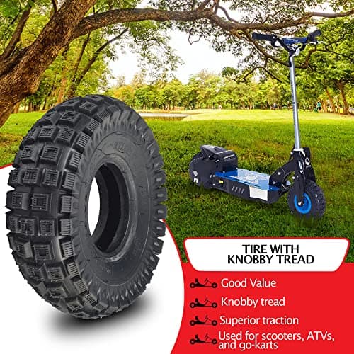 10x3 Tire for Scooter, ATV, & Go Kart - Replacement for Gas Scooters & Electric Off-Road Tires